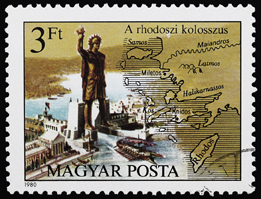 This is a copy of a Hungarian stamp commemorating the Colossus of Rhodes.