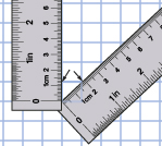 This is an image of one square of graph paper. Rulers show that the diagonal of the square is longer than the vertical length.