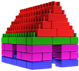 This is an image of a house made of building blocks.