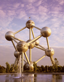 This is a photo of the Atomium pavilion in Brussels, Belgium.