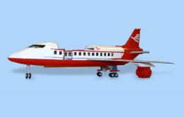 This is an image of a side view of a model airplane.