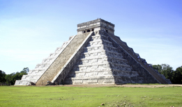 This photo is of a Mayan temple at  Chichen Itza known as Kukulkan Pyramid.