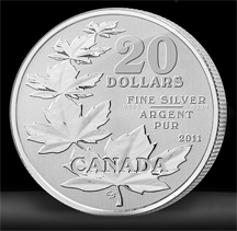 This is an image of a 2011 Canadian $20 silver coin.