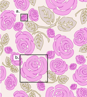 This is an illustration of pink, rose-patterned fabric.