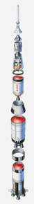 This is an exploded view of a rocket.