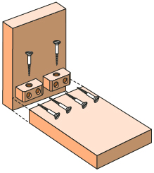 This is an exploded view of assembling two pieces of wood together.