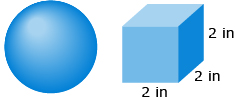 This is an image of a sphere and a two inch cube.