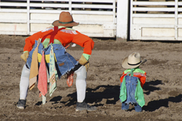 This is a collection of three photos, with each photo displaying a child and an adult wearing a matching outfit.