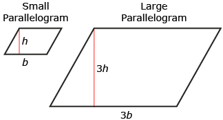 This is an illustration of one large parallelogram and one small parallelogram.