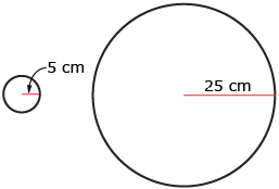 This is an illustration of one large circle and one small circle.