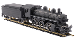 This is an image of a black model locomotive.