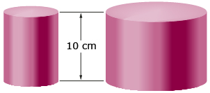 This is an illustration of one small cylinder and one large cylinder.