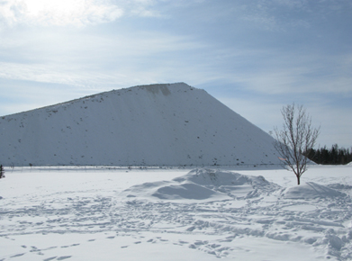 This is a photo of a huge snow dump in west Edmonton.