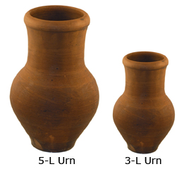 This photo is of two pottery urns.