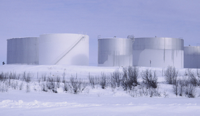 This photo is of fuel oil silos near Inuvik.