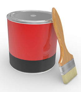 This is a photo of a paint can and a brush.