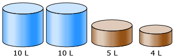 This image shows 4 cylinders: 2 are 10 litres, 1 is 5 litres, and 1 is 4 litres.