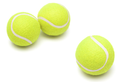 This is a photo of three tennis balls.