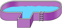 This is a graphic of a swimming pool with an irregular shape.