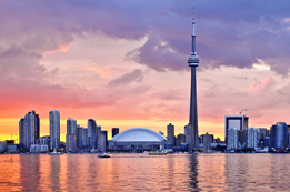 This photo shows the CN Tower as a prominent part of the Toronto skyline.