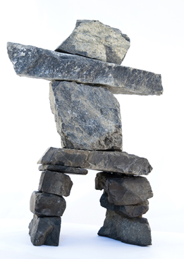 This photograph is of an inukshuk.
