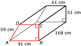This diagram shows a prism that represents a fuel tank to be constructed for the back of a pickup truck.