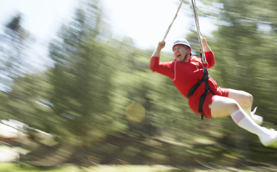 This shows a person travelling down a zip line.