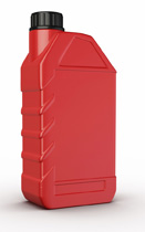 This photo shows a red one-litre oil container.