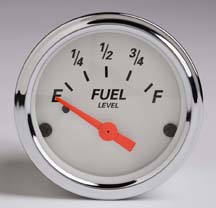 This picture shows a fuel gauge with one-quarter increments.