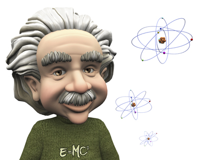 This illustration is a cartoon of Albert Einstein.