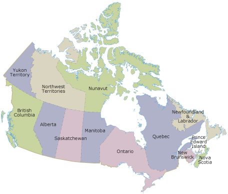 This is a photo of a map of Canada.