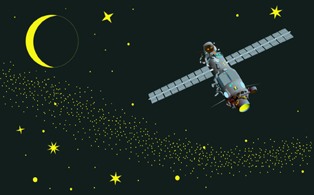 This picture shows a satellite in orbit.