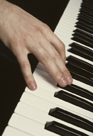 This is a photo of a hand playing the piano.