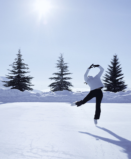 This is a photo of a skater on an outdoor rink.