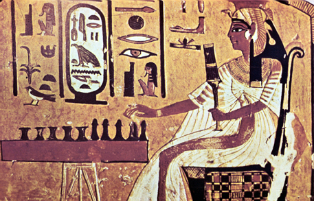 This is a picture of an ancient Egyptian queen, Nefetari, playing a board game.