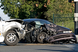 This is a photo of a car that crashed into another car.