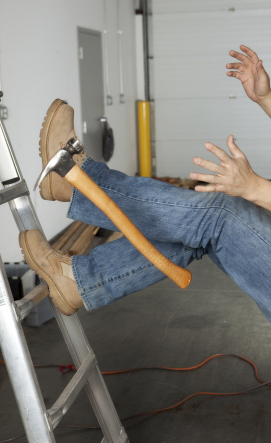 This is a photo of a person falling from a ladder.