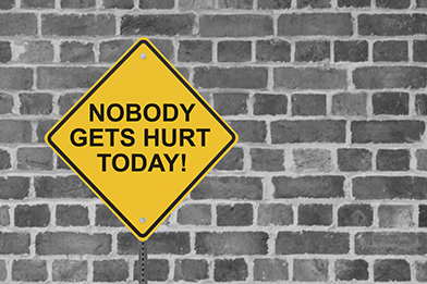 This is a sign that says "Nobody Gets Hurt Today."