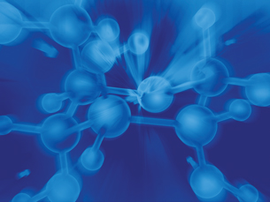 This graphic is an abstract model of a molecule.