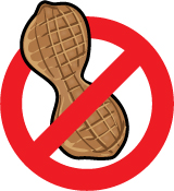 This image is of a crossed circle with a peanut inside of it.