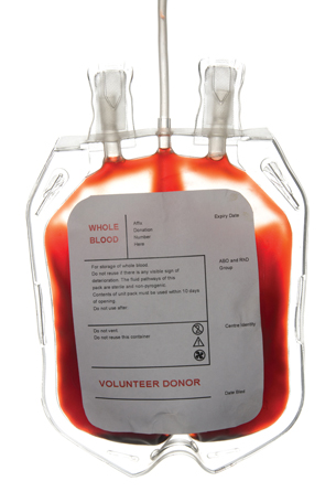 This photo is of a bag of donor blood.
