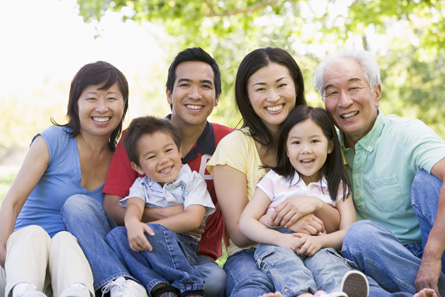 This photo shows extended Chinese family.