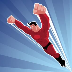 This is an image of an old-style comic book Superman.