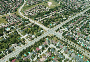 This is an aerial photo of a residential area.