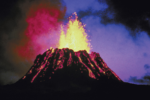 This photograph is of an erupting volcano.
