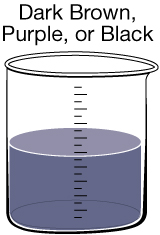 A diagram shows a half-filled beaker containing a purple solution.