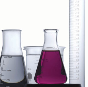 A photograph of different kinds of glassware used in a chemistry laboratory.