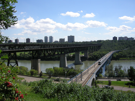 A photograph shows the High Level Bridge located in Edmonton, Alberta.