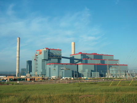 A photo shows the Genesee power plant near Edmonton.