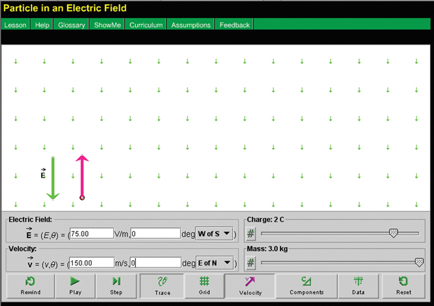 The illustration shows a screen shot of the simulation with all the settings properly adjusted for part A of the lab.